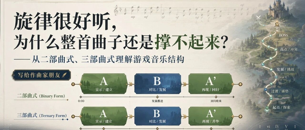 旋律很好听，为什么整首曲子还是撑不起来？——从二部曲式、三部曲式理解游戏音乐结构